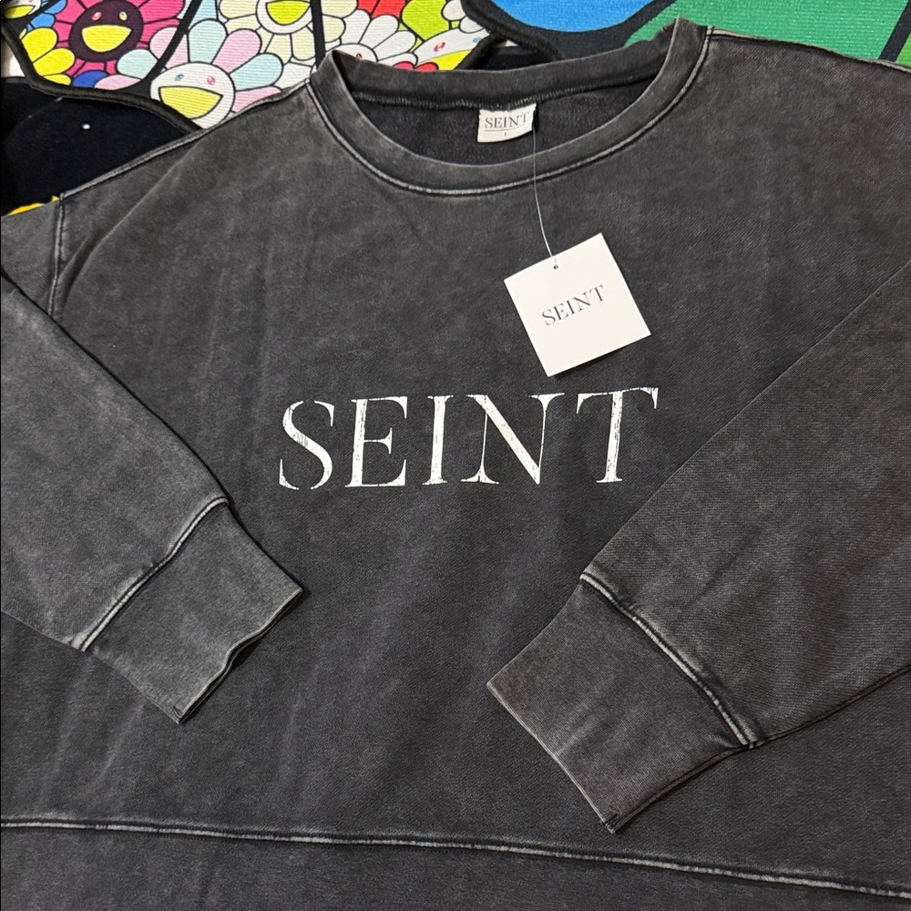 Seint Beauty Cropped Acid Wash Crewneck - Picture 3 of 13